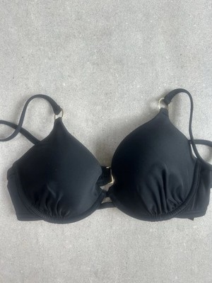 New Ex Store Black Underwired Padded Plunge Bikini Top Hipster Briefs
