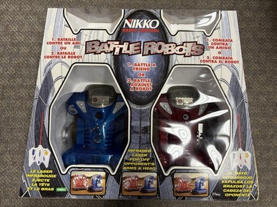 + Nikko Radio Control Red & Blue Battle Robots Infrared Laser NIB #700000