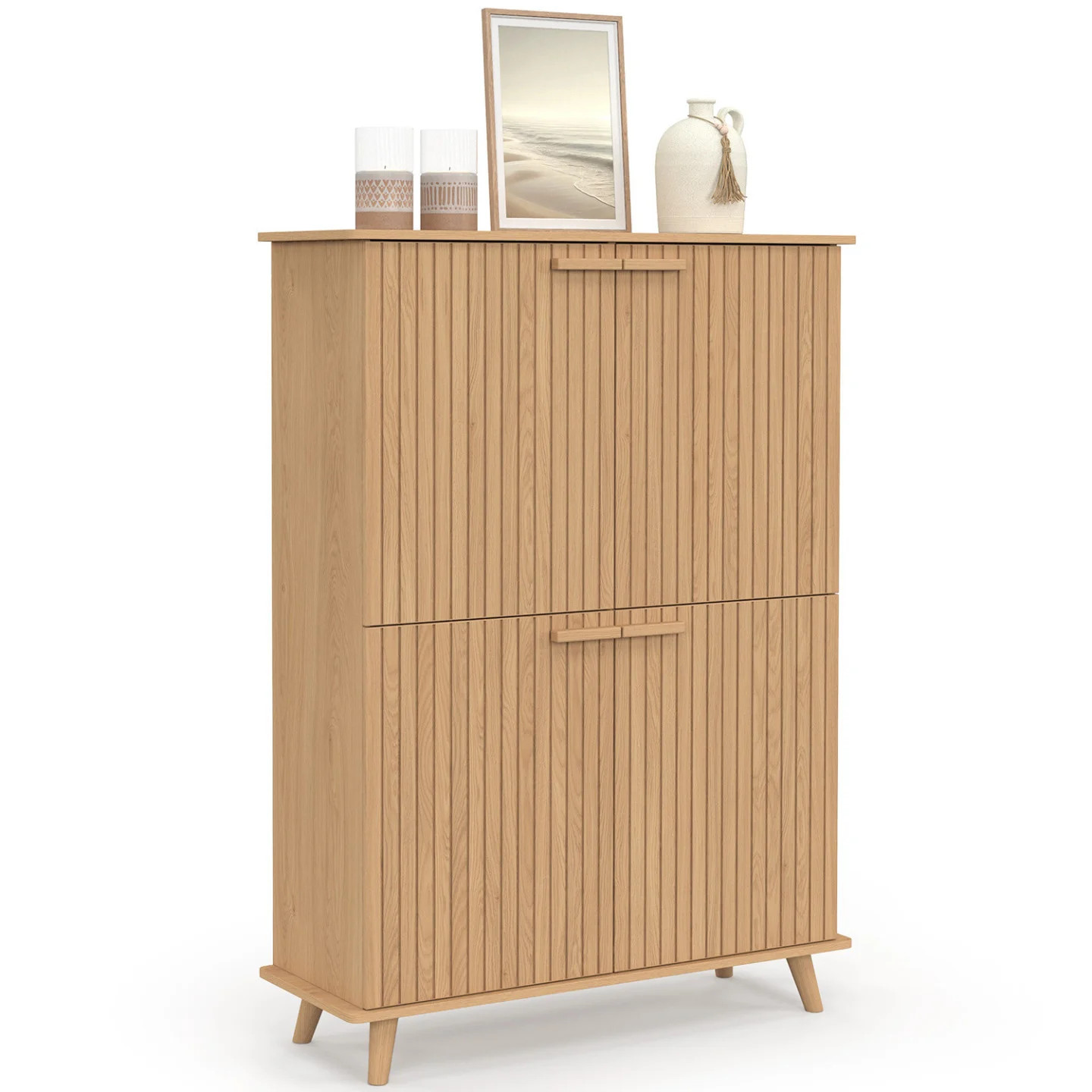 Buffet effet lattes JULIETTE meuble de rangement en chêne au design contemporain