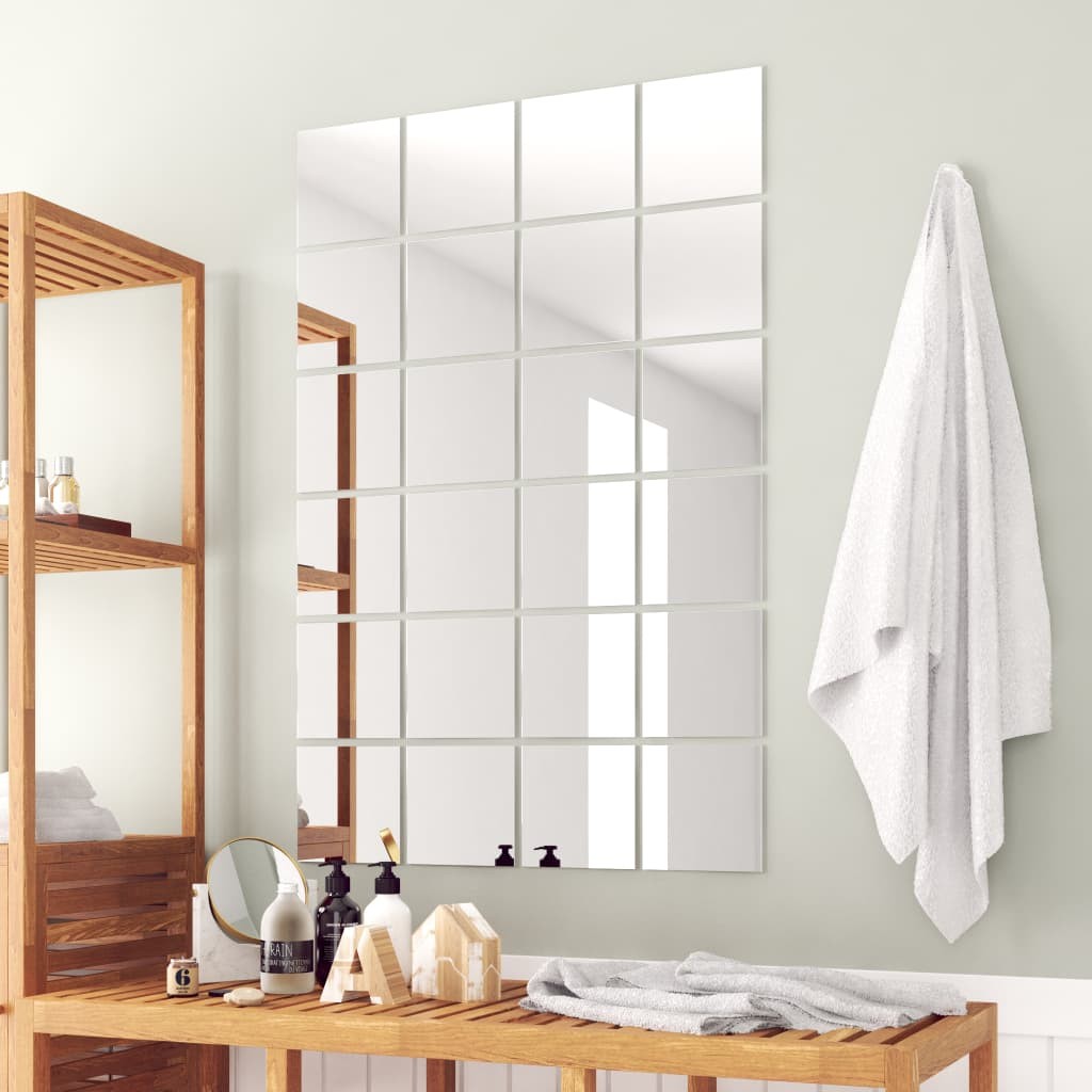 Set 24 Specchi Adesivi 15x15cm vidaXL - Piastrelle Vetro 4mm Spessore