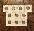 Lot of 10 Canadian 80% Silver Quarters (1943-1952)