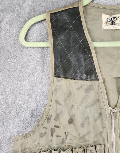 Black Sheep Vest Mens Small Green Distressed Hunting Cargo Full Zip Vintage - Picture 10 of 10