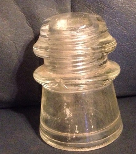 hemingray - 17 clear glass telephone pole insulator vintage