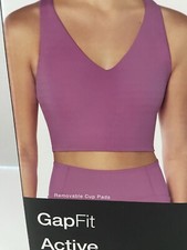 GapFit Active Tank Bra V Neck Rosebud Removable Cup Pad XS New In Box Lined