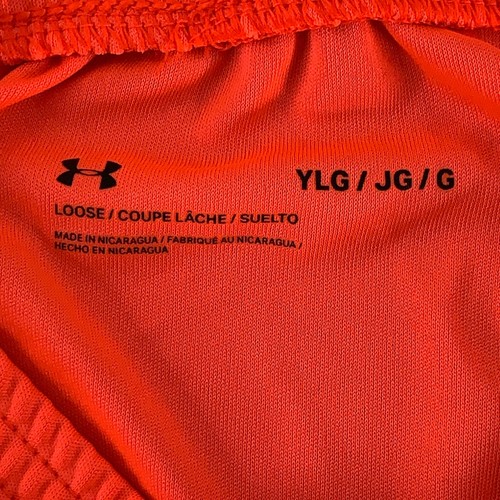 Under Armour Boys Large Loose Bright Orange Prototype 2.0 Logo Shorts NWT *Flaw - Picture 2 of 11