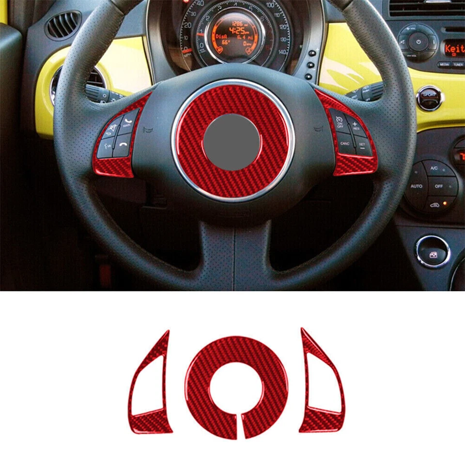 Kit completo cubierta interior coche fibra carbono rojo 29 piezas Fiat 500 2012-2015 Foto 4 de 4