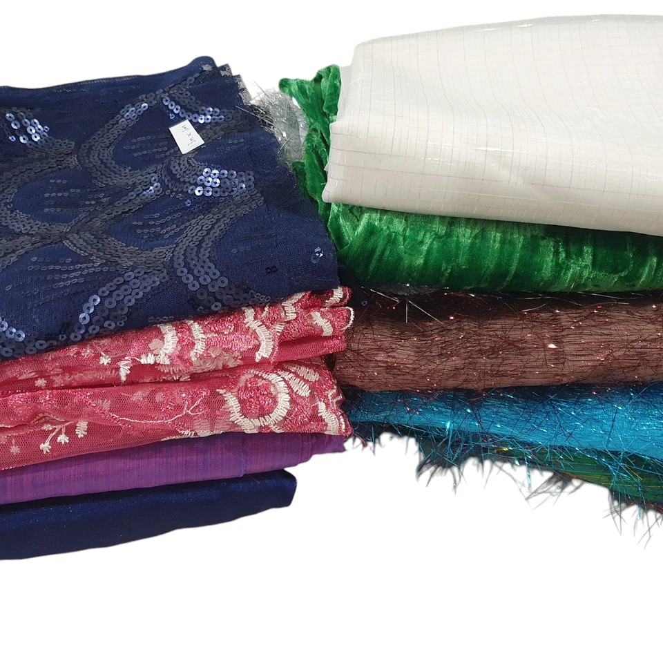 Huge Bulk Remnants Silk Satin Lace Sequin Evening Costume Fabrics - image 2 of 4