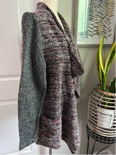 Lucky Brand Sweater Womens Large Gray Cardigan Long Sleeve Boho Fuzzy Pockets - Picture 6 of 14