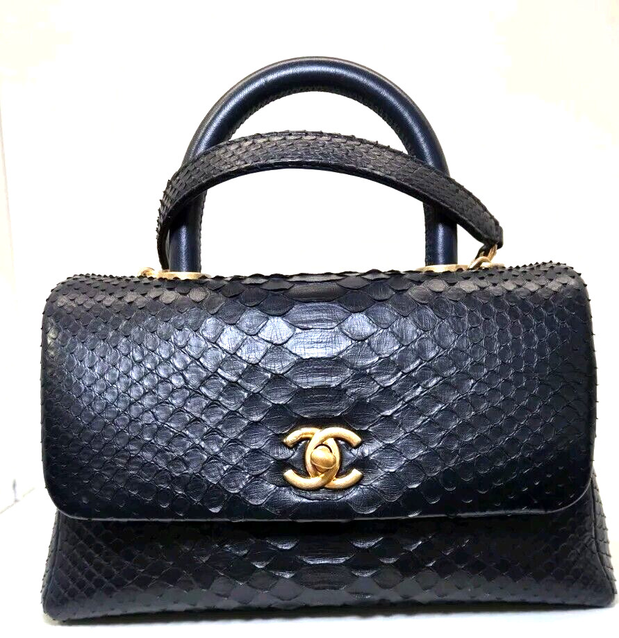 Chanel Python Mini Coco Handle Flap Bag Navy Blue… - image 9