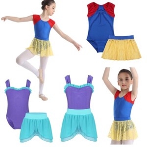 Girls-Ballet-Gymnastics-Leotard-Dress-Tutu-Skirt-Outfit-2-Pcs-Dancewear-Costume