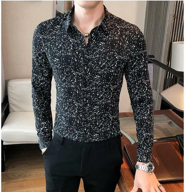 High Quality Business Casual Shirt Men Clothes Slim Formal Wear Blouse Homme