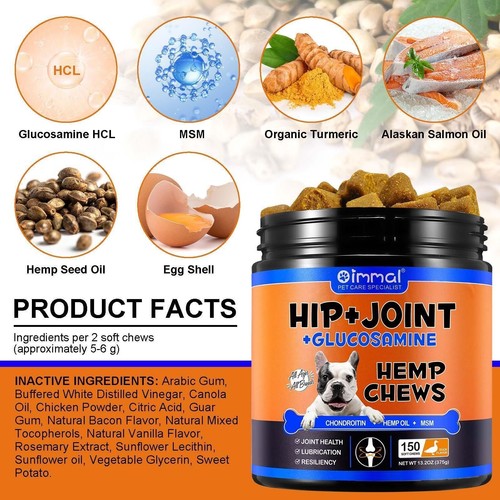 Dog Pain Relief Chews Hip & Joint Care for Dogs Anti Inflammatory for Dogs 150pk - Picture 7 of 12