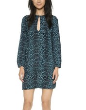 Zimmermann Esplanade Teardrop Blue Crepe Long Sleeve Dress Size 0