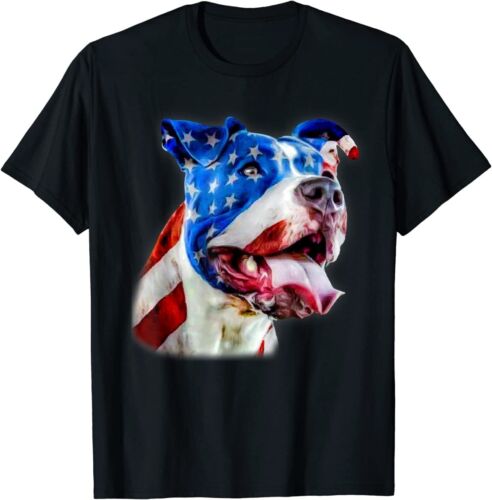 T-shirt American Pit Bull Terrier USA Flag Patriotic Dog - Photo 1 sur 7