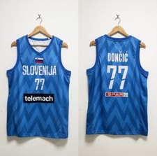 2023 Doncic Don i  77 Slovenia Slovenija Basketball Jersey Blue Youth Men