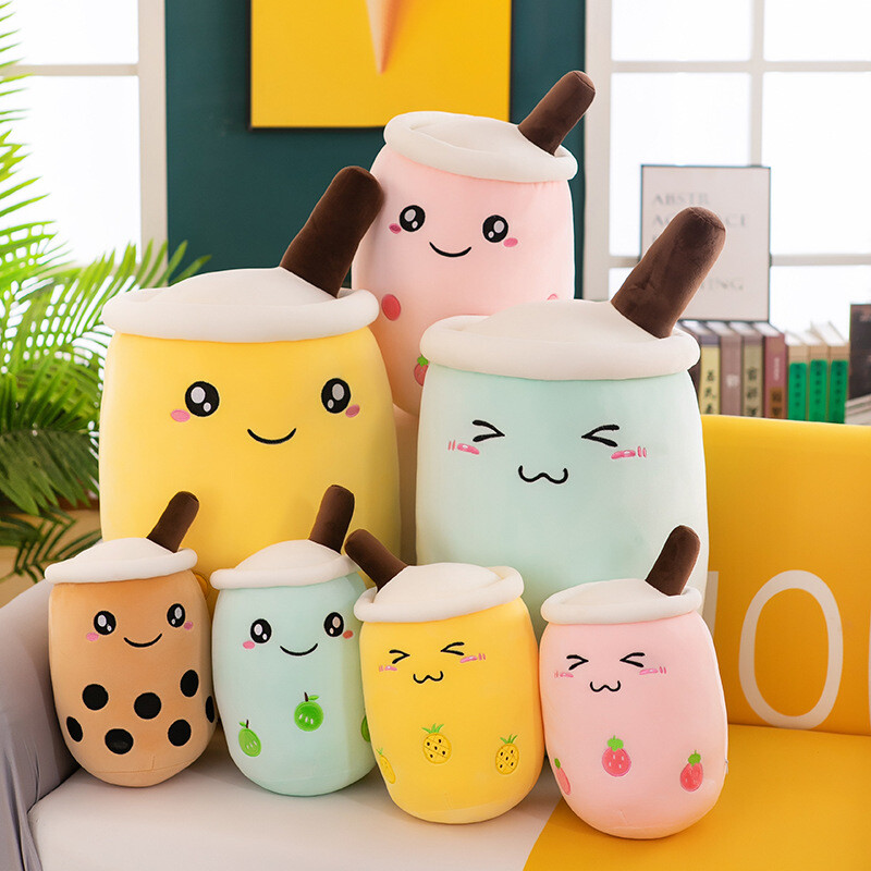 Taza Boba de té burbuja grande Squishmallow regalo juguete de peluche suave Kawaii regalo cojín
