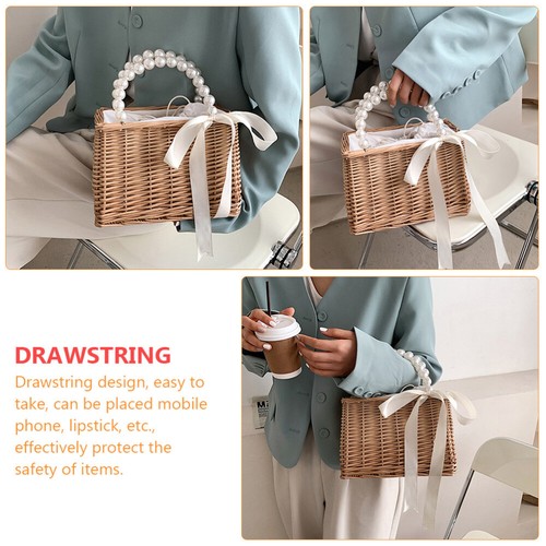 3 Pack Perle Handtasche Fräulein Strohsäcke Für Den Strand Damen-Geldbörse Aus - 第 3/12 張圖片