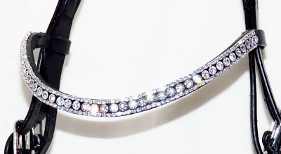 FSS Bling Browband Amethyst Plum Clear Crystal SHIMMER 3x row VEE V Curve Shape | UK