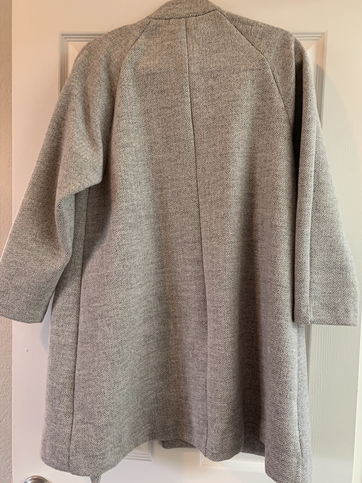 Madewell Stanza Herringbone Gray Oversize Long Wool Blend Coat Jacket