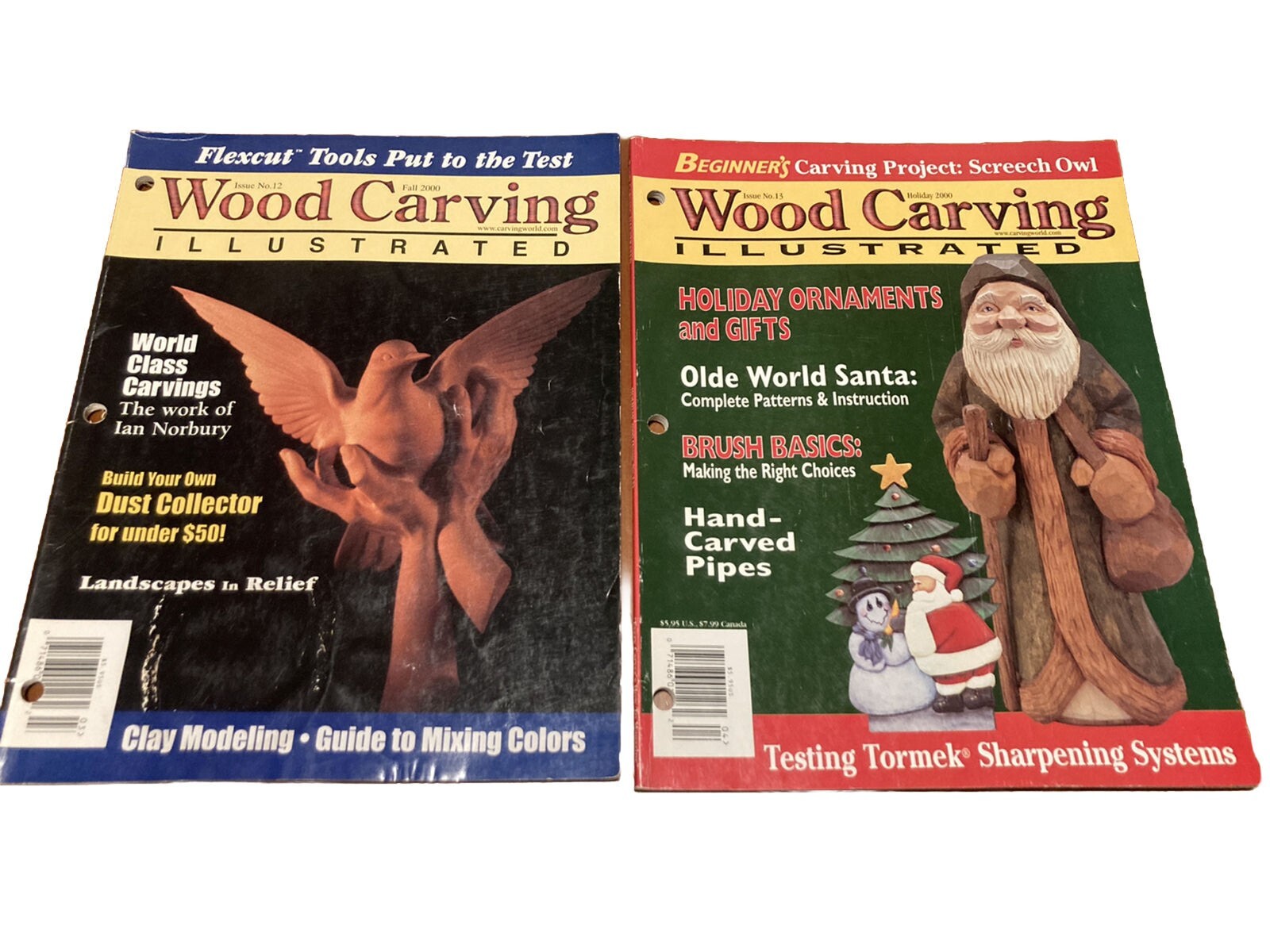 wood carving illustrated magazine lot of two, 2000 fall and holiday