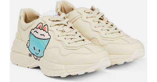 Gucci Pikarar Kawaii Supreme White Cat Fox 41 11W Rubber Sneakers NEW Authentic - Picture 4 of 24