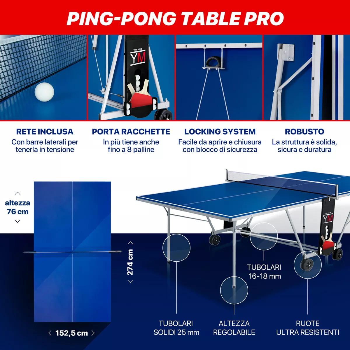 Lusso Tavolo Ping Pong Decathlon