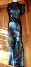 VTG Black Iridescent Sequin 2 Piece Studio 54 Disco Pants Tunic XXS