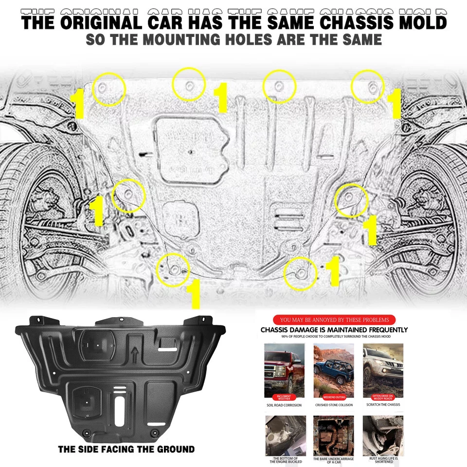 Protector contra salpicaduras de motor 68244401AB 68274490AA CH1228148 para Jeep Compass 2017-2019 Foto 2 de 4