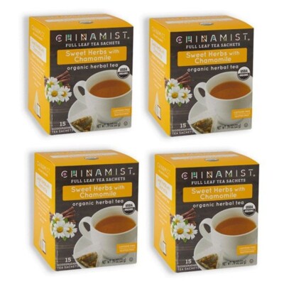 China Mist - Organic Sweet Herbs With Chamomile Herbal Tea Sachets, 4 box 15 ct