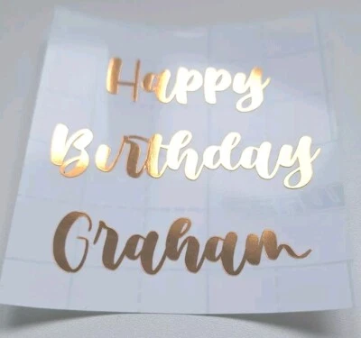 DECALDESIGNSBYLEANNE Personalised Happy Birthday Name Vinyl Label Sticker Decal