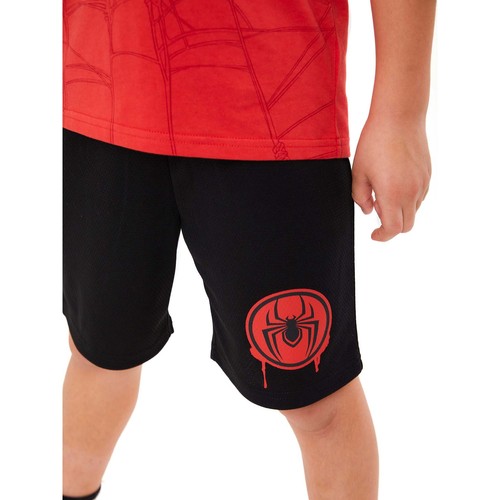 Marvel Spider-Man Boys Cosplay 2-Piece Hooded Short Sleeve Top & Shorts Set: 8 - Afbeelding 8 van 10