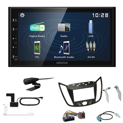 Kenwood 2DIN DAB+ Autoradio für Ford C-Max ab 2010 dunkelbraun