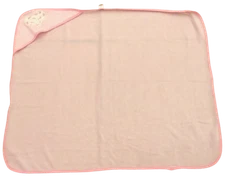 BABY KISS HOODED BABY TOWEL; pink w/ heart love, 29" x 25"
