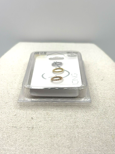 Icing 3 Count 18g Twisted Rope Silver Rose Gold Tone Hoop Clip On Nose Rings NWT - Picture 12 of 15