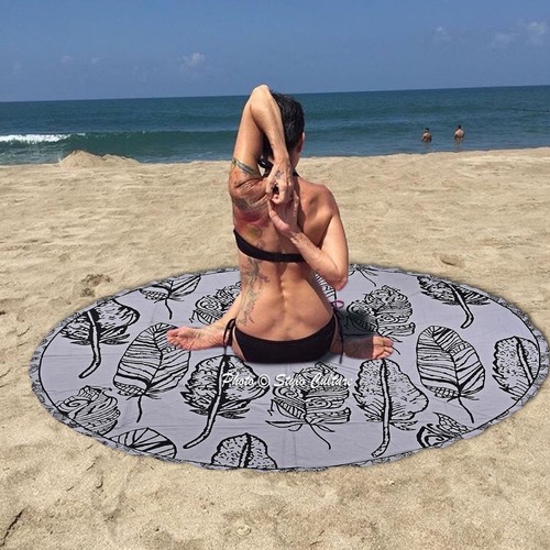 Indian Mandala Yoga Mat Roundie Hippie Bohemian 72" Picnic Round Beach Throw - Picture 9 of 28