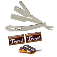 Classic Stainless Steel Straight Edge Barber Razor Salon Shaving + 20 Blades