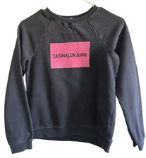 Calvin Klein Jeans Big Girl's Logo Sweatshirt Black Size L 12-14 