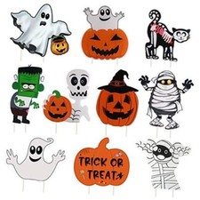 10PCS Yard Signs Halloween Props Pumpkin Ghost Monster 10 Pack Cute Yard Signs