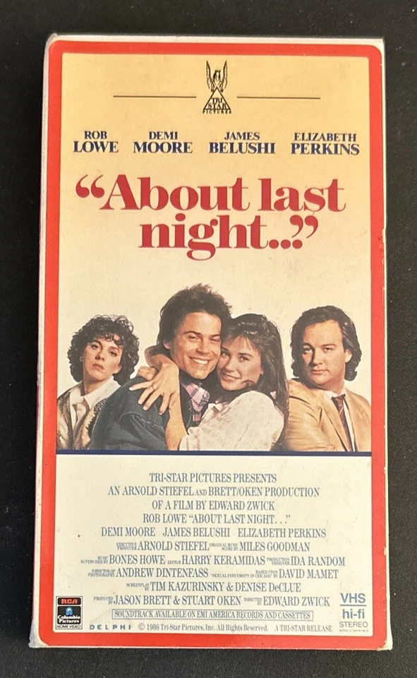 About Last Night VHS Rob Lowe Demi Moore James Belushi Elizabeth Perkins (1986) Foto 4 de 4