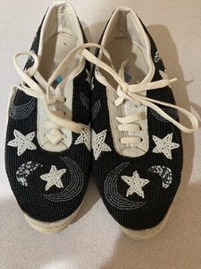 Vintage Women’s 1988 beadz Shoes. Size 8 Vintage Beaded Shoes. 4th of July shoes