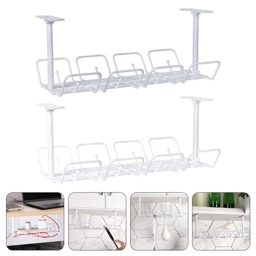 Set of 2 Draht Lagerregal Büro Kabelführungsfach Für Den Schreibtisch - Photo 7/12