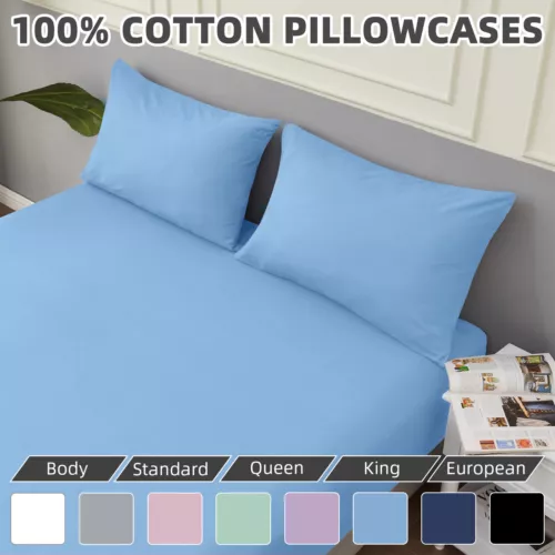 100% Cotton Pillow Cases Cover Slip Hotel Quality Pillowcase Standard European