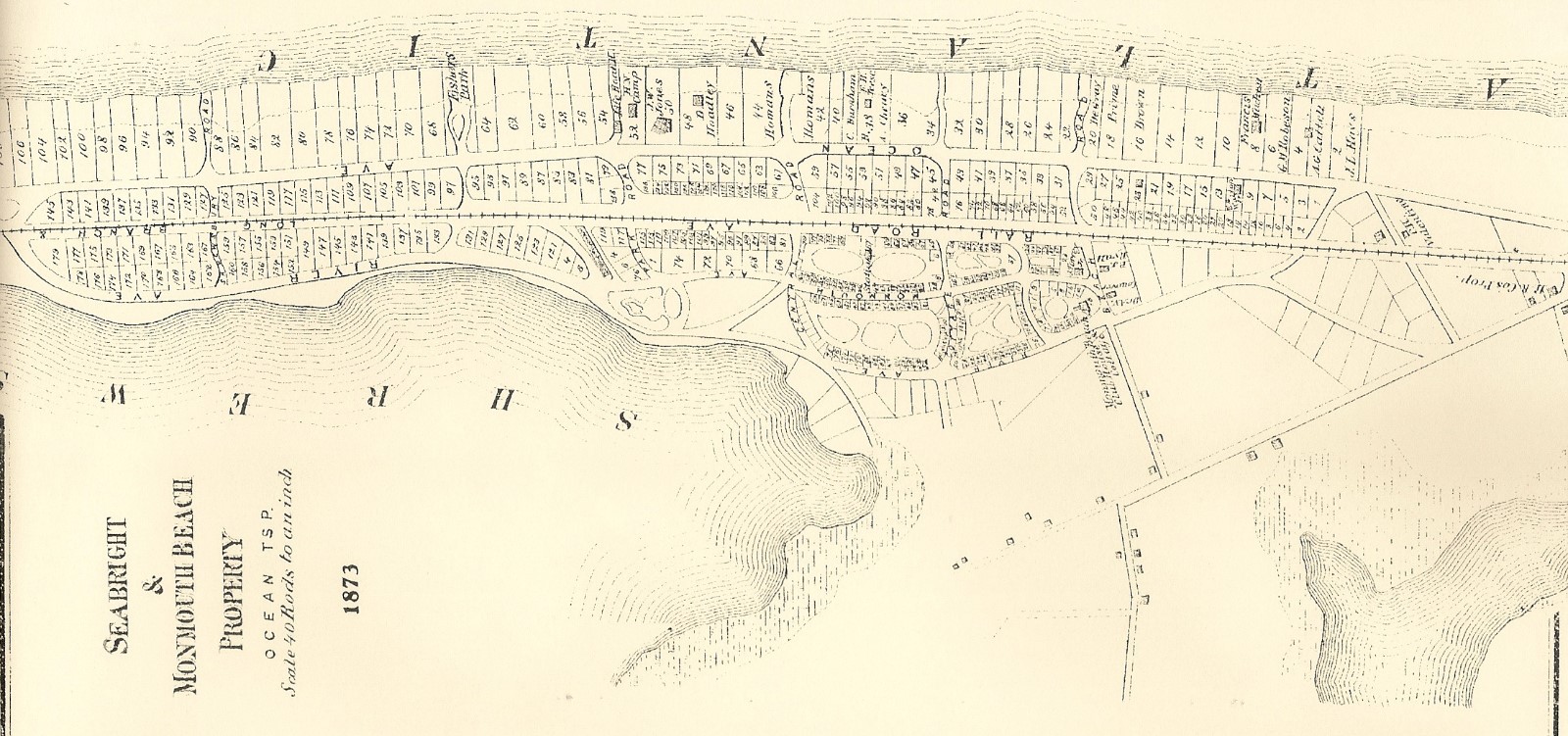 Seabright & Monmouth Beach NJ 1873 Map with Homeowners Detailed Lots eBay