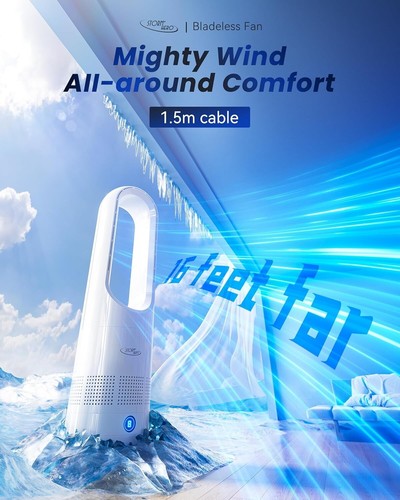 Tower Fans for Bedroom - Bladeless Tower Pedestal Fan with Remote, 90° Oscillati - Picture 2 of 6