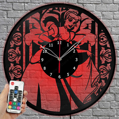 LED Vinyl Clock Cinderella LED Light Vinyl Record Wall Clock Home Decor 1516