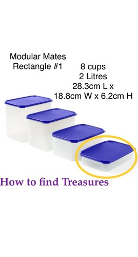 BRAND NEW TUPPERWARE MODULAR MATES RECTANGLE KLEIN BLUE LID AIRTIGHT DIY STORAGE - Picture 2 of 5