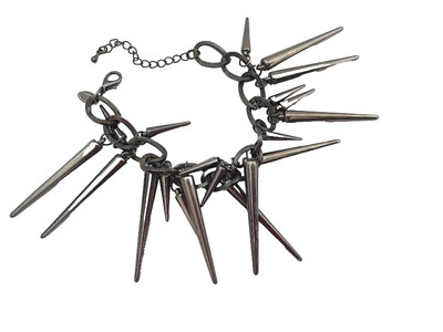 River Island stacheliges Gun Metal Ton Punk Goth Brutalist verstellbares Armband