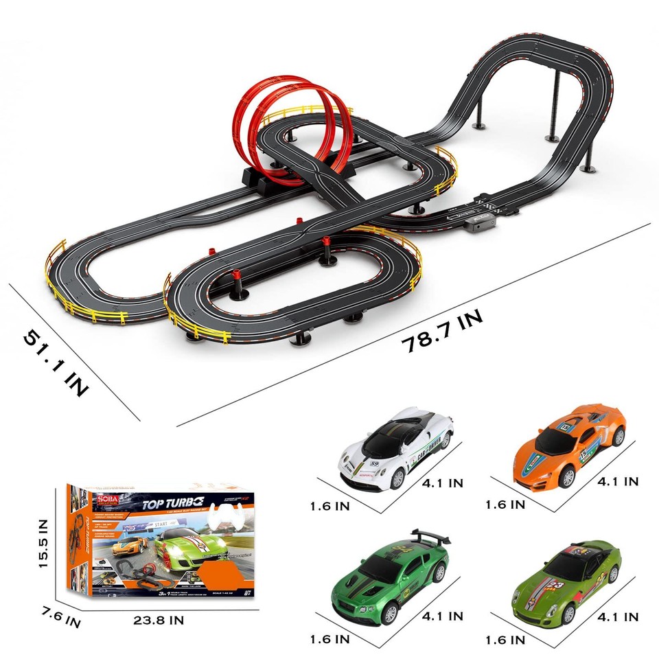 Slot Car Race Track Set Electric Powered Super Loop Speedway with Four