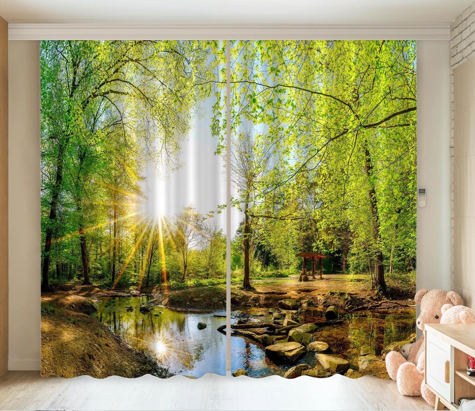 3D Forest Sunshine ZHUC5152 Photo Curtain Window Blockout Fabric Vera 2023