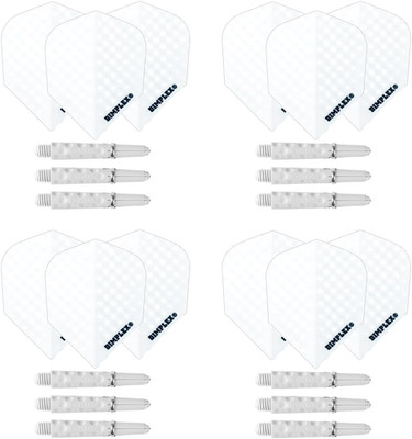 Harrows Dimplex Dart Shafts & Flights Set - 4 Komplettsets - weiß kurze Länge